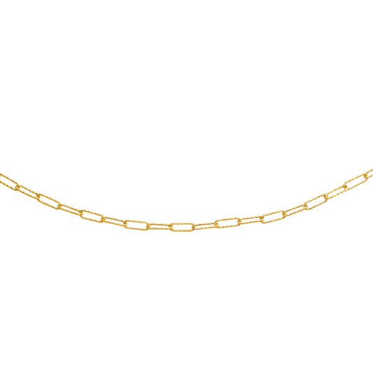 Collier Maille Rectangle Martelée - Or Jaune 18K